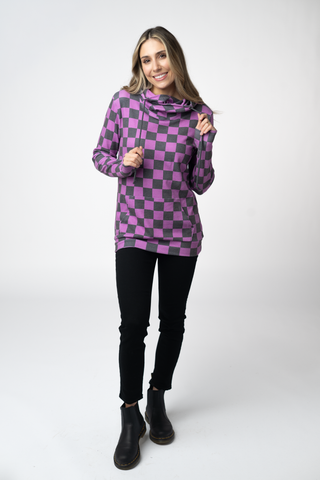 Purple & Black Checker Hoodie