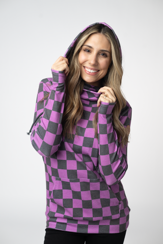 Purple & Black Checker Hoodie