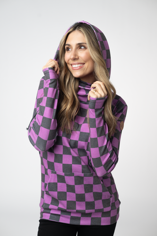 Purple & Black Checker Hoodie