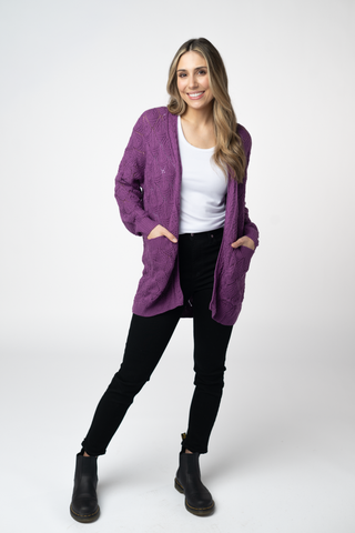 Purple Knit Cardigan