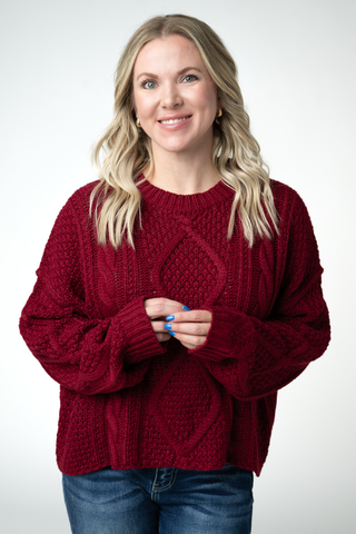 Cranberry Cable Knit Sweater