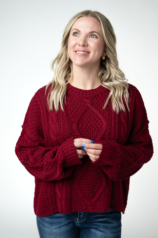 Cranberry Cable Knit Sweater