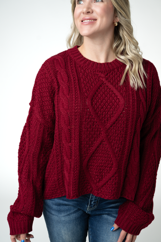 Cranberry Cable Knit Sweater