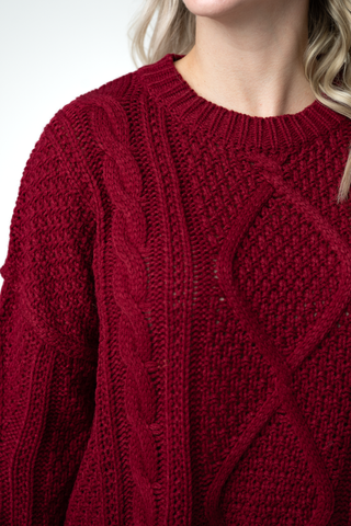 Cranberry Cable Knit Sweater