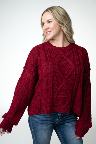Cranberry Cable Knit Sweater