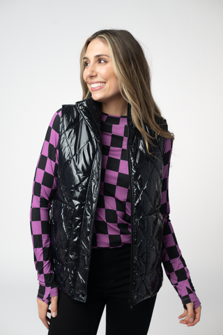 Shiny Black Remy Vest