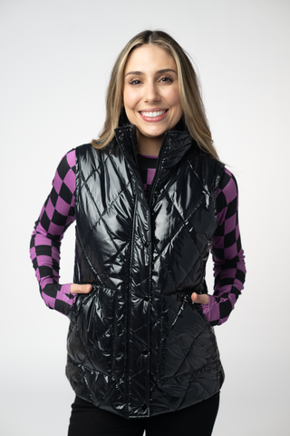 Shiny Black Remy Vest
