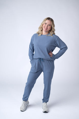 Dusty Blue Ribbed Pullover