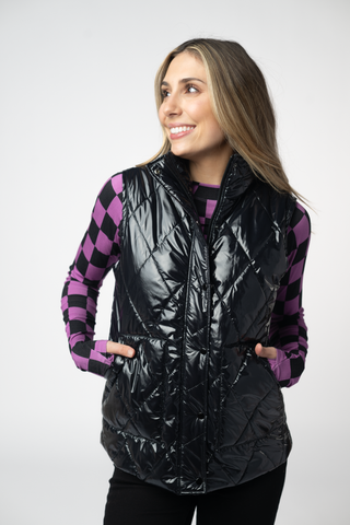 Shiny Black Remy Vest