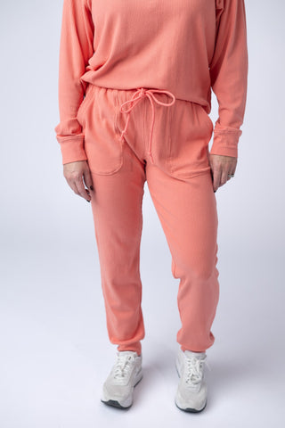 Coral Ribbed Joggers