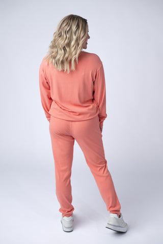 Coral Ribbed Pullover