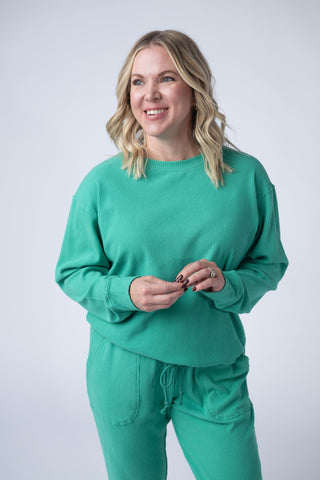 Jungle Green Ribbed Pullover