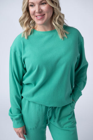 Jungle Green Ribbed Pullover