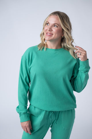 Jungle Green Ribbed Pullover