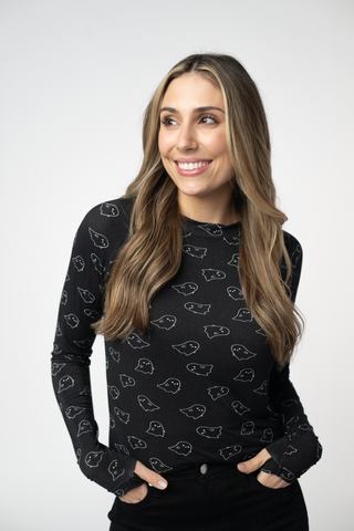Midnight Ghosts Long Sleeve Top w/ Thumbholes