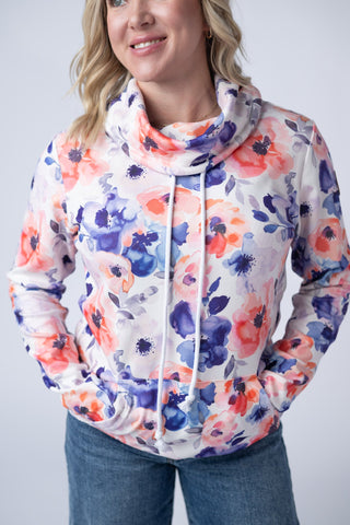 Sunset Watercolor Floral Soft Funnel Neck