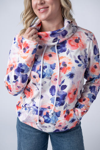 Sunset Watercolor Floral Soft Funnel Neck