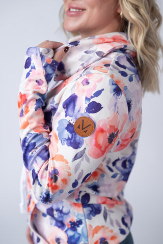 Sunset Watercolor Floral Soft Funnel Neck