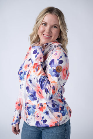 Sunset Watercolor Floral Soft Funnel Neck