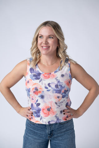 Sunset Watercolor Floral Tank