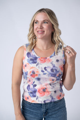 Sunset Watercolor Floral Tank