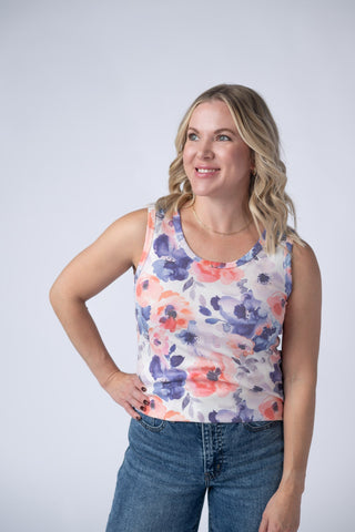 Sunset Watercolor Floral Tank