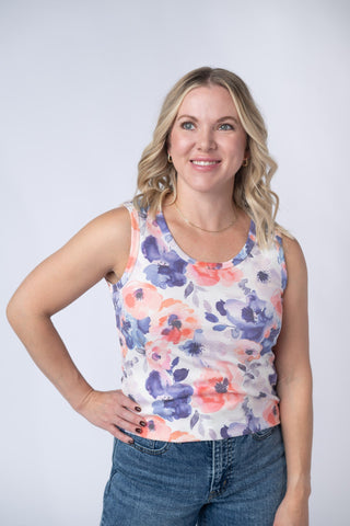 Sunset Watercolor Floral Tank