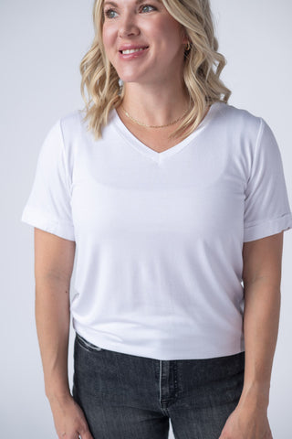 White Relaxed Fit V-Neck