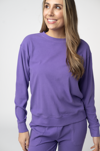 Purple Ribbed Pullover