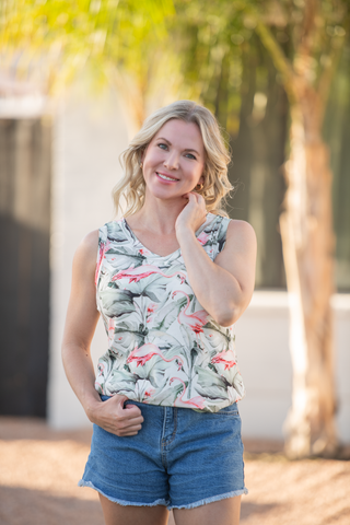 Flamingo Relaxed Fit V-Neck Tank