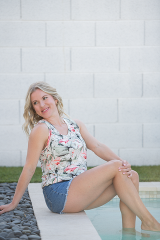 Flamingo Relaxed Fit V-Neck Tank