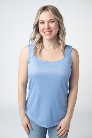 Sky Blue Ribbed Tank - Made in USA