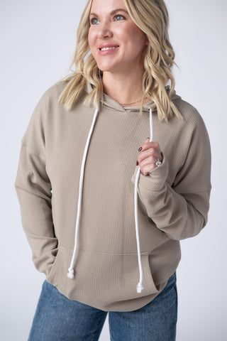 Mocha Ribbed Hoodie