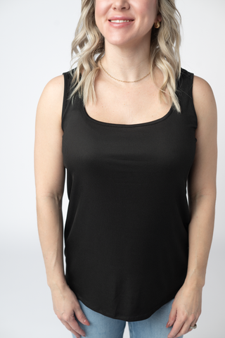 Black Ribbed Tank - Made in USA