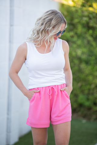 Pink Waffle Shorts