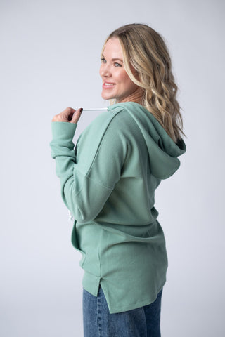 Sage Ribbed Hoodie