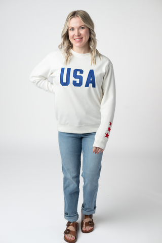 USA Embroidered Ribbed Pullover