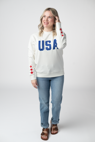 USA Embroidered Ribbed Pullover