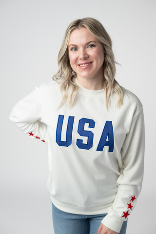 USA Embroidered Ribbed Pullover