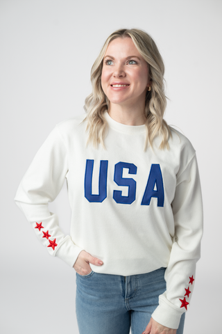 USA Embroidered Ribbed Pullover