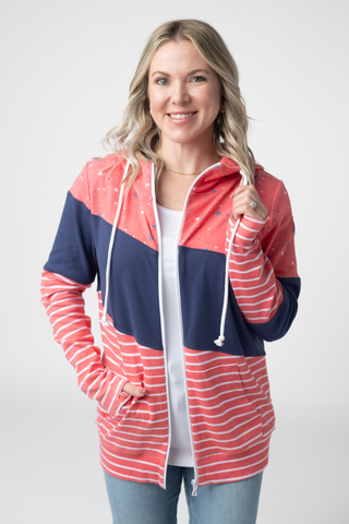 Liberty Stars, Navy, and Stripes Trio Full Zip Hoodie