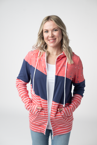 Liberty Stars, Navy, and Stripes Trio Full Zip Hoodie