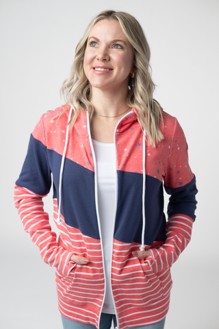 Liberty Stars, Navy, and Stripes Trio Full Zip Hoodie