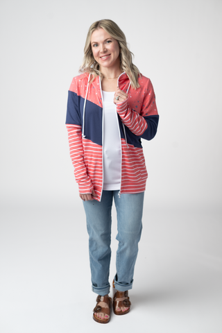 Liberty Stars, Navy, and Stripes Trio Full Zip Hoodie