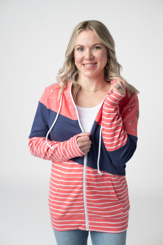 Liberty Stars, Navy, and Stripes Trio Full Zip Hoodie