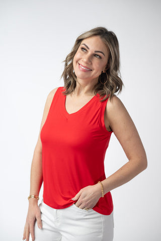 Red Relaxed Fit V-Neck Tank