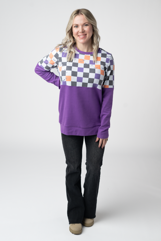 Checkered Bats and Purple Pullover