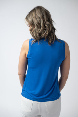 Blue Relaxed Fit V-Neck Tank