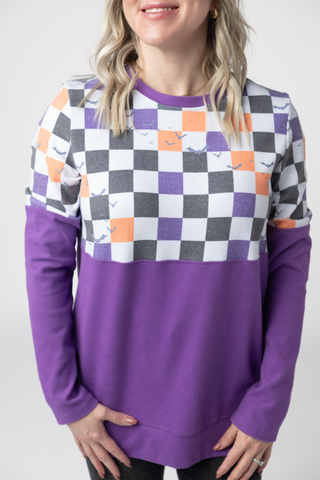 Checkered Bats and Purple Pullover