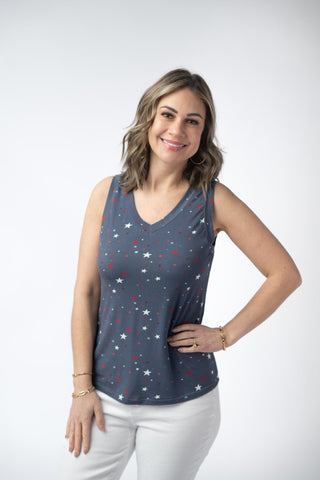 Navy Liberty Stars Relaxed Fit V-Neck Tank